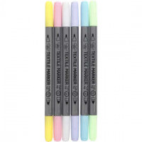 Textielstiften, lijndikte: 2,3+3,6 mm, pastelkleuren, 6stuks [HOB-34829]