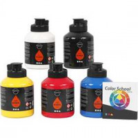 Pigment Art School, primaire kleuren, 5x500ml [HOB-35401]