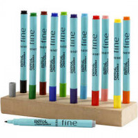Berol Colourfine, lijndikte: 0,6 mm, d: 10 mm, diverse kleuren, inclusief houten blok, 1set [HOB-37221]