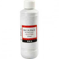 Decoupage lijmlak, zilver, glitter, 250ml [HOB-39204]