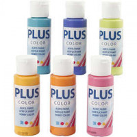 Plus Color acrylverf, diverse kleuren, kleurrijk, 6x60ml [HOB-39695]