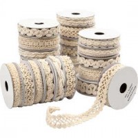 Decoratief lint, b: 6-18 mm, crème, 56x0,9m [HOB-41053]