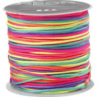 Macramé koord, dikte 1 mm, neon multi, 28m [HOB-41723]