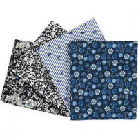 Patchwork stof, afm 45x55 cm, 100 g/m2, 4 stuks, blauw [HOB-44176]