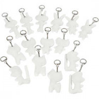 Fabric Figures with key rings, size 6-10 cm, 15 pcs, white [HOB-49514]