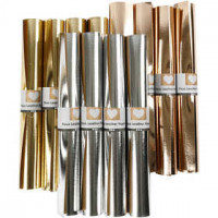 Faux Leather Paper, W: 49 cm, thickness 0.55 mm, 12x1 m, gold, rose gold, silver [HOB-49894]