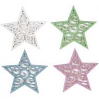 Sterren van vilt, d: 46 mm, dikte 1 mm, wit, lichtblauw, lila, lichtgroen, 20div [HOB-504560]