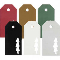 Cadeaulabels, afm 5x10 cm,  300 gr, kerstboom, 6x15stuks [HOB-50979]