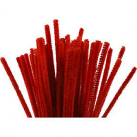 Chenille draad, dikte 6 mm, l: 30 cm, rood, 50stuks [HOB-51613]