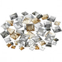 Strasstenen, afm 6+9+12 mm, zilver harmonie, vierkant, 360div [HOB-52185]