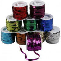 Pailletten lint, b: 6 mm, metallic kleuren, 10x10m [HOB-52226]
