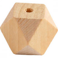 Diamantvormige kraal, b: 20 mm, gatgrootte 3 mm, grenen, 6stuks [HOB-56125]