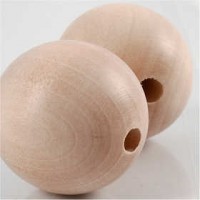 Houten kralen, d: 35 mm, gatgrootte 6 mm, china berry, 2stuks [HOB-566740]