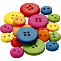 Houten knopen, d: 12-20 mm, gatgrootte 1,5-2 mm, diverse kleuren, china berry, 2-4 gaten, 360stuks [HOB-56684]