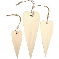 Houten harten, lang hart, h: 12+16+20 cm, dikte 5 mm, 3stuks [HOB-56735]