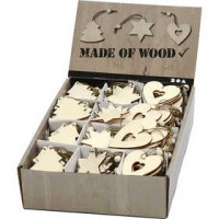 Houten decoraties, afm 6 cm, dikte 3 mm, 200 stuks [HOB-56741]