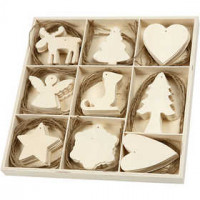Ornamenten voor Kerst, Kerst, afm 7-8 cm, dikte 3 mm, triplex, 72stuks [HOB-56742]