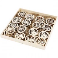 Kerstornamenten, d: 8 cm, dikte 0,3 cm, triplex, 144stuks [HOB-56808]