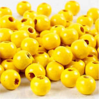 Houten kralen, d: 8 mm, gatgrootte 2 mm, geel, 15gr, circa 80 stuk [HOB-570493]