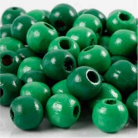 Houten kralen, d: 10 mm, gatgrootte 3 mm, groen, 20gr, circa 70 stuk [HOB-570597]