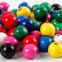 Houten kralen, d: 10 mm, gatgrootte 3 mm, diverse kleuren, 20gr, circa 70 div [HOB-570599]