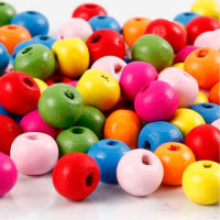 Houten kralen , d: 8 mm, gatgrootte 1,5-2 mm, 500gr [HOB-57106]