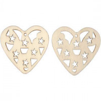 Ornament, hart, d: 45 mm, dikte 3 mm, triplex, 8stuks [HOB-57486]
