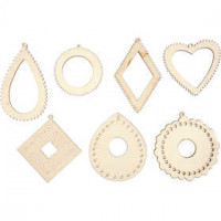 Ornament, afm 4,8-7,6 cm, 42 stuks, naturel [HOB-57491]