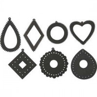 Ornamenten, afm 4,8-7,6 cm, 42 stuks, zwart [HOB-57492]