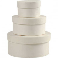 Ronde fineer doos, d: 5+7+9 cm, h: 3+3,5+4 cm, populier, 3stuks [HOB-575170]