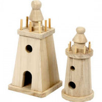 Vuurtoren, afm 13,5x6 cm, afm 18x8 cm, Keizerin boom, 2stuks [HOB-57748]