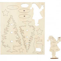 DIY Houten figuren, kerstman, kerstbomen, hert, l: 20 cm, b: 17,5 cm, triplex, 1doos, dikte 3 mm [HOB-57884]