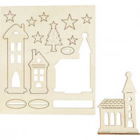 DIY Houten figuren, kerstdorp, l: 20 cm, b: 17,5 cm, triplex, 1doos, dikte 3 mm [HOB-57887]