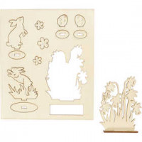 DIY Houten figuren, konijnen en bloemen, l: 20 cm, b: 17 cm, triplex, 1doos, dikte 3 mm [HOB-57890]