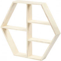 Display kast, hexagon, h: 33,5 cm, b: 38,5 cm, triplex, 1stuk, diepte 5 cm [HOB-57897]