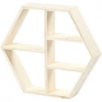 Display kast, hexagon, h: 25 cm, b: 28,5 cm, triplex, 1stuk, diepte 5 cm [HOB-57898]
