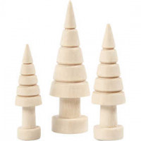 Kerstbomen, h: 5+6+7 cm, d: 14+18+22 mm, populier, 3stuks [HOB-57928]