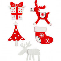 Houten figuren, afm 25-30 mm, kerst, 10div [HOB-580390]