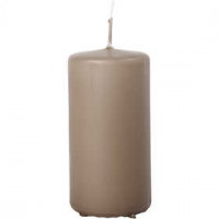 Candles, D: 50 mm, H: 100 mm, 6 pcs, mørk sand [HOB-596126]