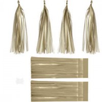 Paper Tassel, size 12x35 cm, 14 g, 12 pcs, gold [HOB-599822]