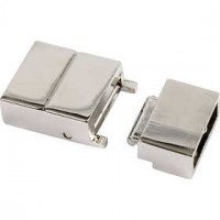 Klik sluiting, afm 25x16x6 mm, gatgrootte 4x8 mm, 1 stuk, verzilverd [HOB-60022]