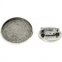 Broche, d: 18+25 mm, antiek zilver, 6div [HOB-60197]