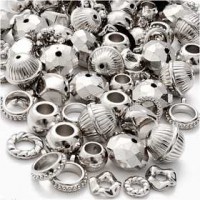 Zilver mix, afm 5-20 mm, gatgrootte 2-6 mm, 155gr [HOB-63841]