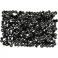 Rocailles, afm 12/0 , d: 2 mm, zwart, 25gr, gatgrootte 0,8 mm [HOB-682831]