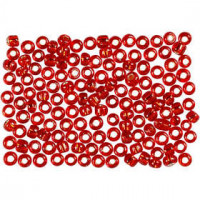 Rocailles, afm 8/0 , d: 3 mm, metallic rood, 25gr, gatgrootte 0,6-1,0 mm [HOB-683331]