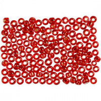 Rocailles, afm 8/0 , d: 3 mm, metallic rood, 500gr, gatgrootte 0,6-1,0 mm [HOB-683332]