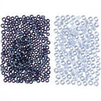 Rocailles, afm 15/0 , d: 1,7 mm, lichtblauw, donkerblauw, 2x7gr, gatgrootte 0,5-0,8 mm [HOB-68688]