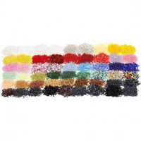 Rocailles, gatgrootte 0,9-1,2 mm, gatgrootte 0,6-1 mm, 80x25 gr, diverse kleuren [HOB-68819]