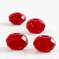 Facetglas links, afm 9x14 mm, gatgrootte 4 mm, 4 stuks, rood [HOB-68948]