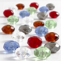Facetglas links, afm 9x14 mm, gatgrootte 4 mm, diverse kleuren, 24div [HOB-68950]